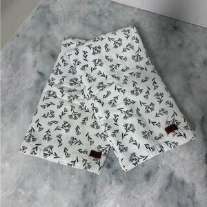 White Towel with Black Floral Print